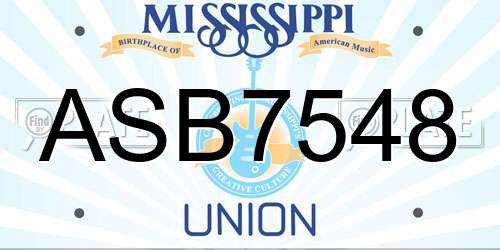 ASB7548 Mississippi License Plate