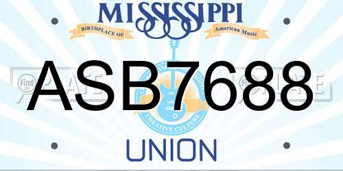 ASB7688 Mississippi License Plate