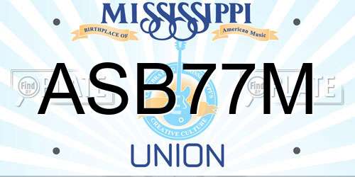 ASB77M Mississippi License Plate