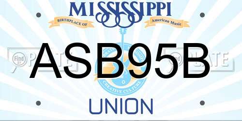 ASB95B Mississippi License Plate