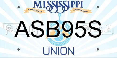 ASB95S Mississippi License Plate