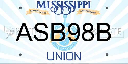 ASB98B Mississippi License Plate