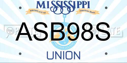 ASB98S Mississippi License Plate