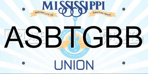 ASBTGBB Mississippi License Plate