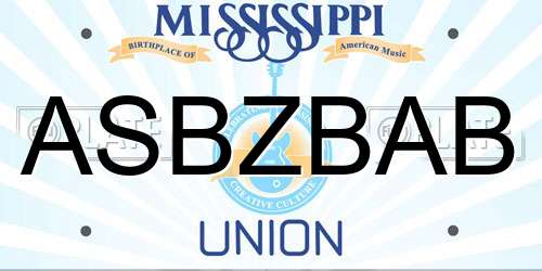ASBZBAB Mississippi License Plate