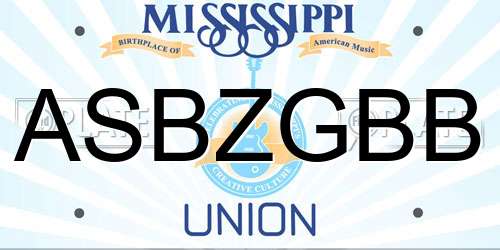 ASBZGBB Mississippi License Plate