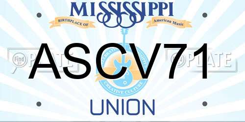 ASCV71 Mississippi License Plate