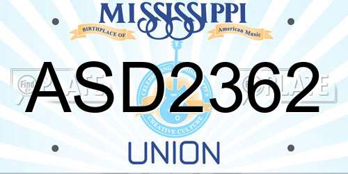 ASD2362 Mississippi License Plate