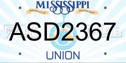 ASD2367 Mississippi License Plate
