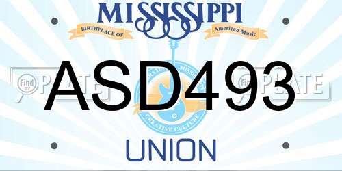 ASD493 Mississippi License Plate