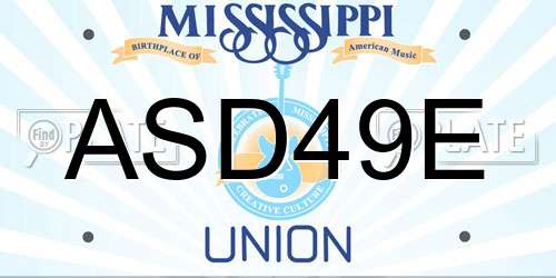 ASD49E Mississippi License Plate