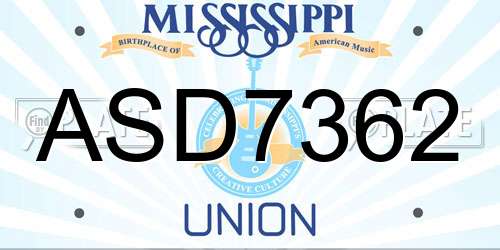 ASD7362 Mississippi License Plate