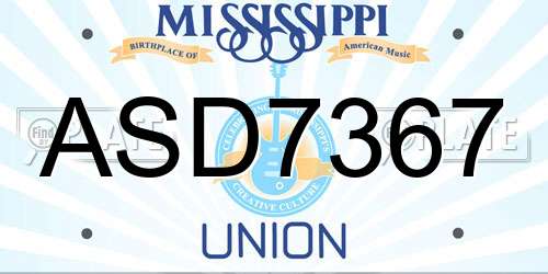 ASD7367 Mississippi License Plate