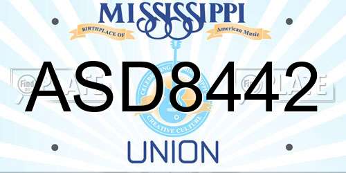ASD8442 Mississippi License Plate