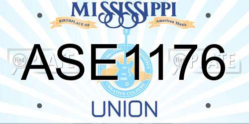 ASE1176 Mississippi License Plate