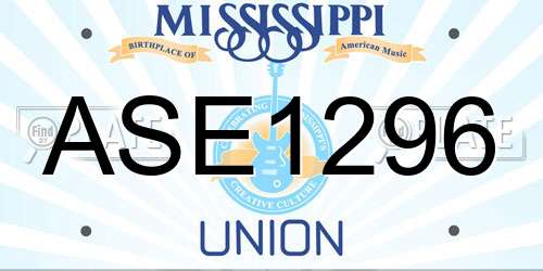 ASE1296 Mississippi License Plate