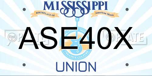 ASE40X Mississippi License Plate