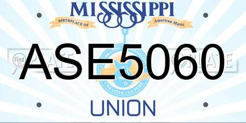 ASE5060 Mississippi License Plate