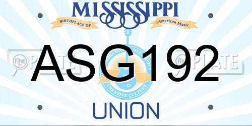 ASG192 Mississippi License Plate