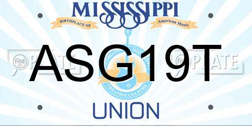 ASG19T Mississippi License Plate