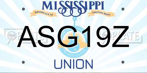 ASG19Z Mississippi License Plate
