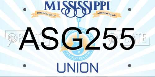 ASG255 Mississippi License Plate