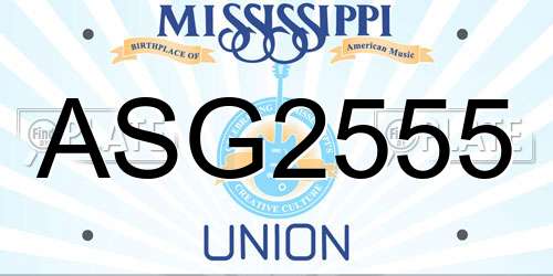 ASG2555 Mississippi License Plate