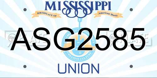 ASG2585 Mississippi License Plate