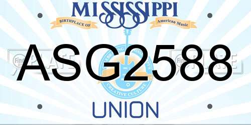 ASG2588 Mississippi License Plate
