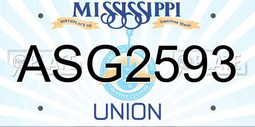 ASG2593 Mississippi License Plate