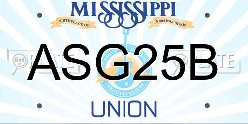 ASG25B Mississippi License Plate