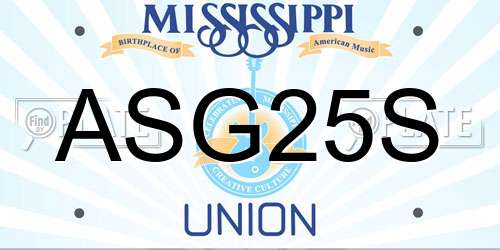 ASG25S Mississippi License Plate