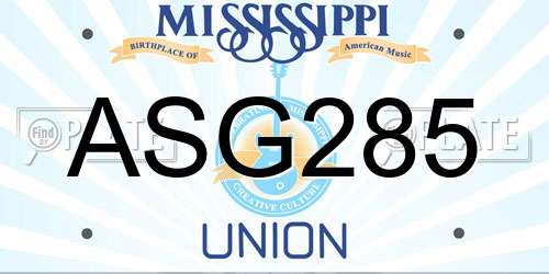 ASG285 Mississippi License Plate