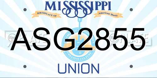 ASG2855 Mississippi License Plate