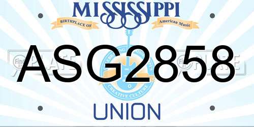 ASG2858 Mississippi License Plate