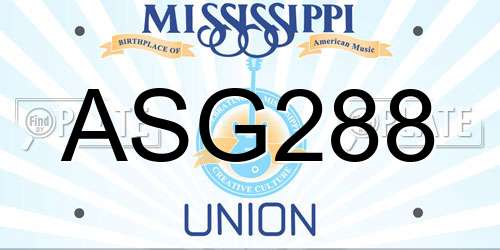 ASG288 Mississippi License Plate