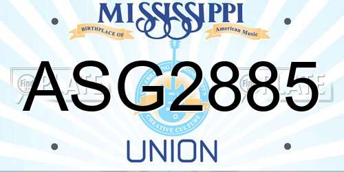 ASG2885 Mississippi License Plate