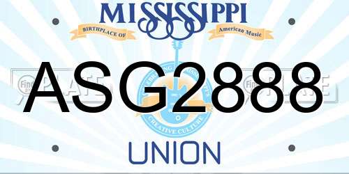 ASG2888 Mississippi License Plate