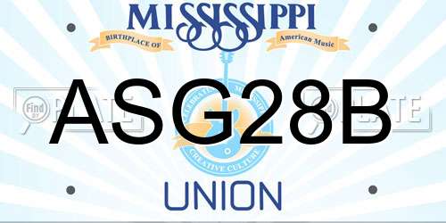 ASG28B Mississippi License Plate