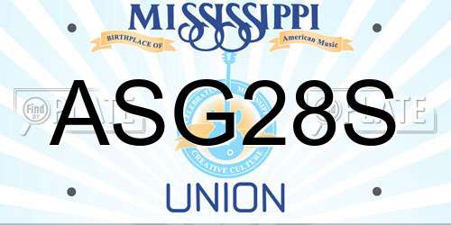 ASG28S Mississippi License Plate