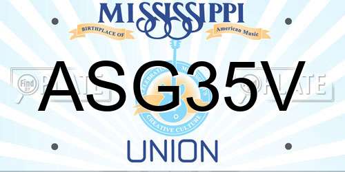 ASG35V Mississippi License Plate