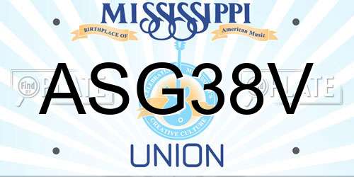ASG38V Mississippi License Plate