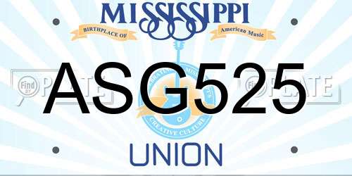 ASG525 Mississippi License Plate