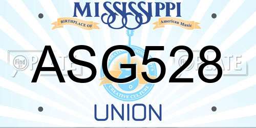 ASG528 Mississippi License Plate