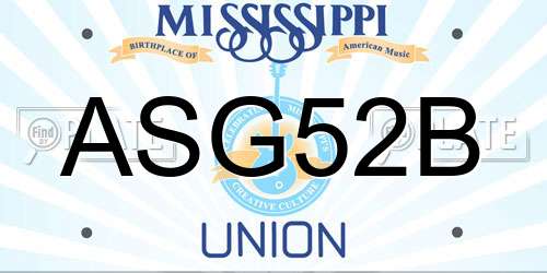 ASG52B Mississippi License Plate