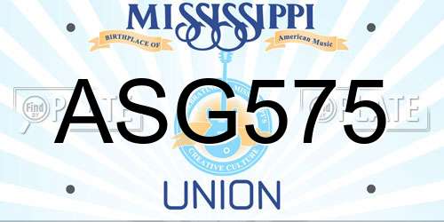 ASG575 Mississippi License Plate