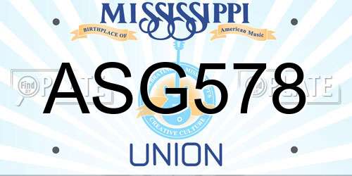 ASG578 Mississippi License Plate