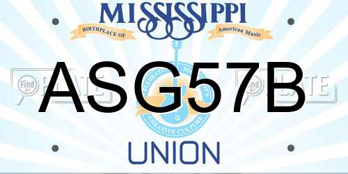 ASG57B Mississippi License Plate