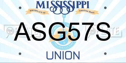 ASG57S Mississippi License Plate