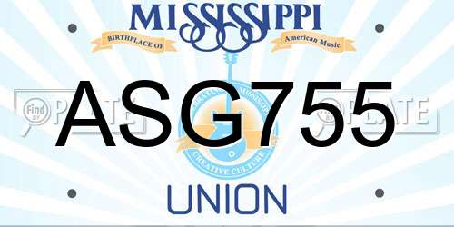 ASG755 Mississippi License Plate